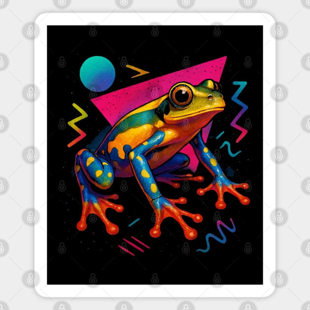 Retro Neon Clown Tree Frog Magnet by Reptiq's Store